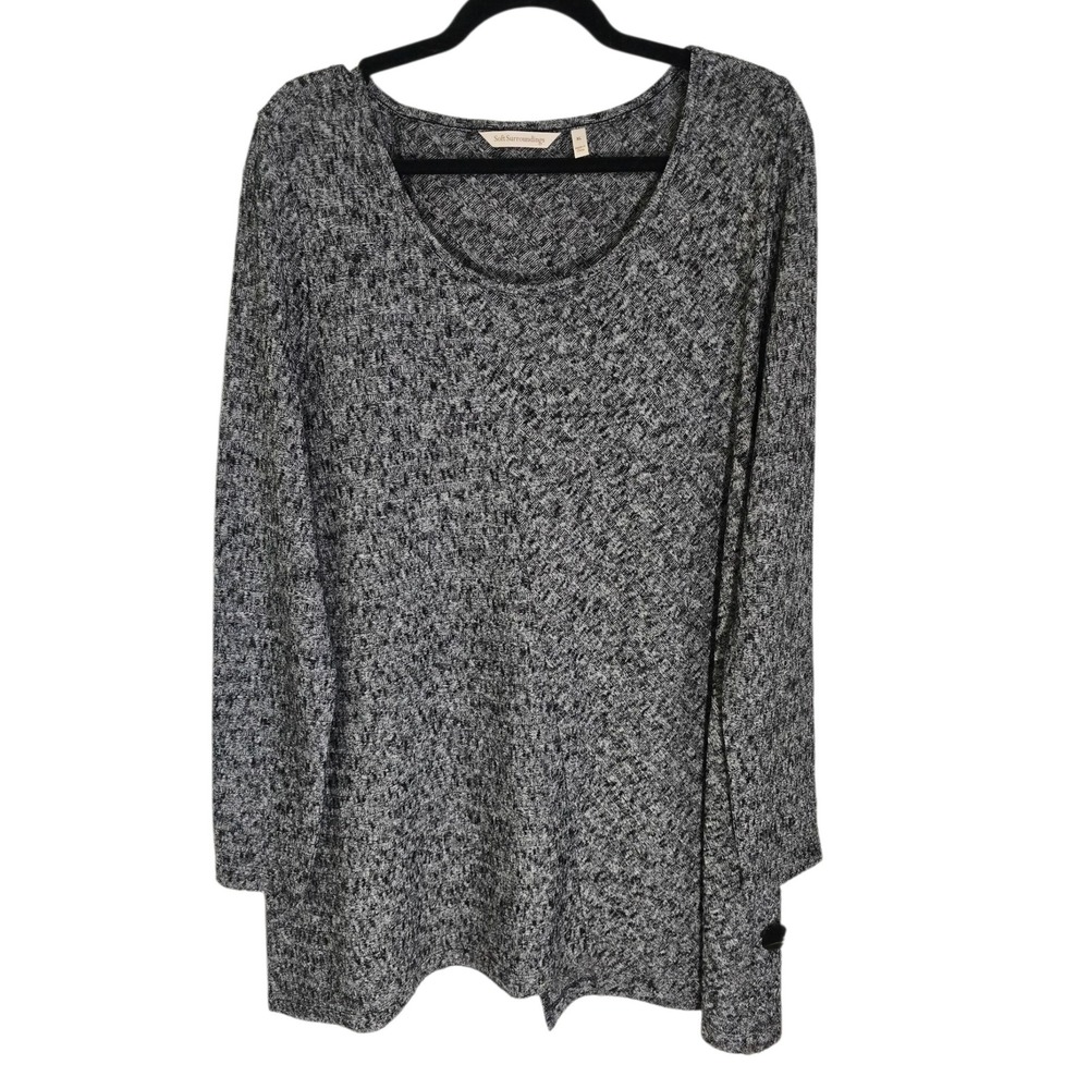 Soft Surroundings XL‎ Gray Marled Knit Pullover Long Sleeve  Asymmetrical Tunic